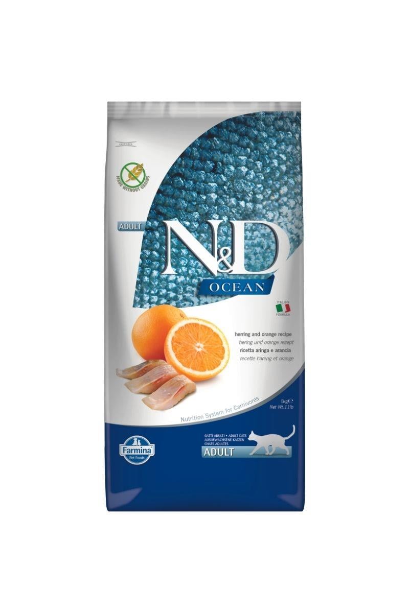 N&D Ocean Ringa Balığı & Portakal Yetişkin Kedi Maması 5 Kg