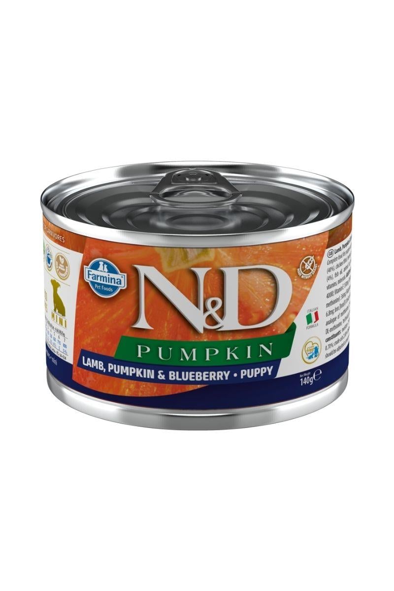 N&D Pumpkin Kuzu ve Yabanmersinli Tahılsız Mini Irk Yavru Köpek Konservesi 140 Gr