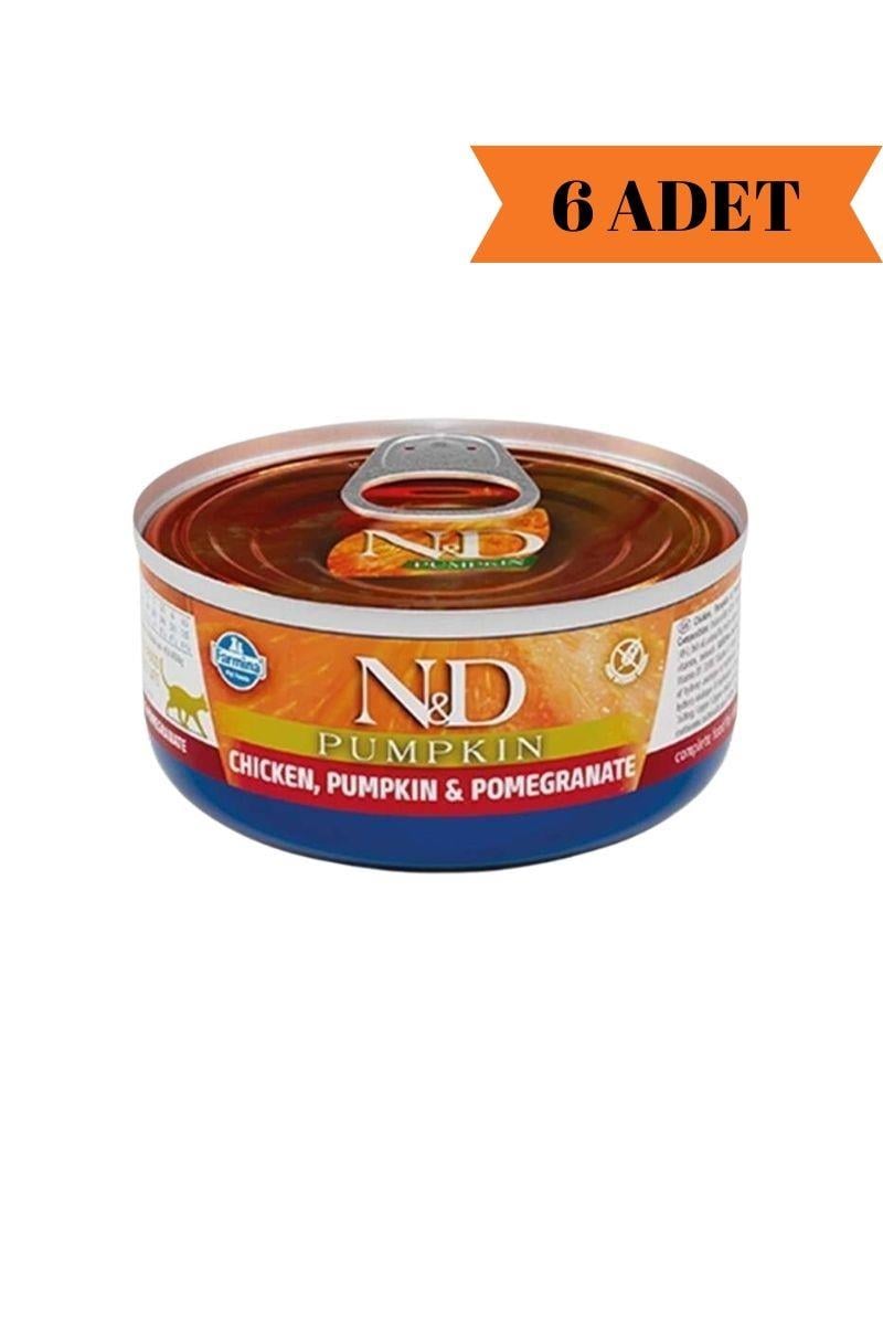 N&D Pumpkin Tavuk & Balkabağı Nar Yetişkin Kedi Yaş Maması 70 Gr x 6 Adet
