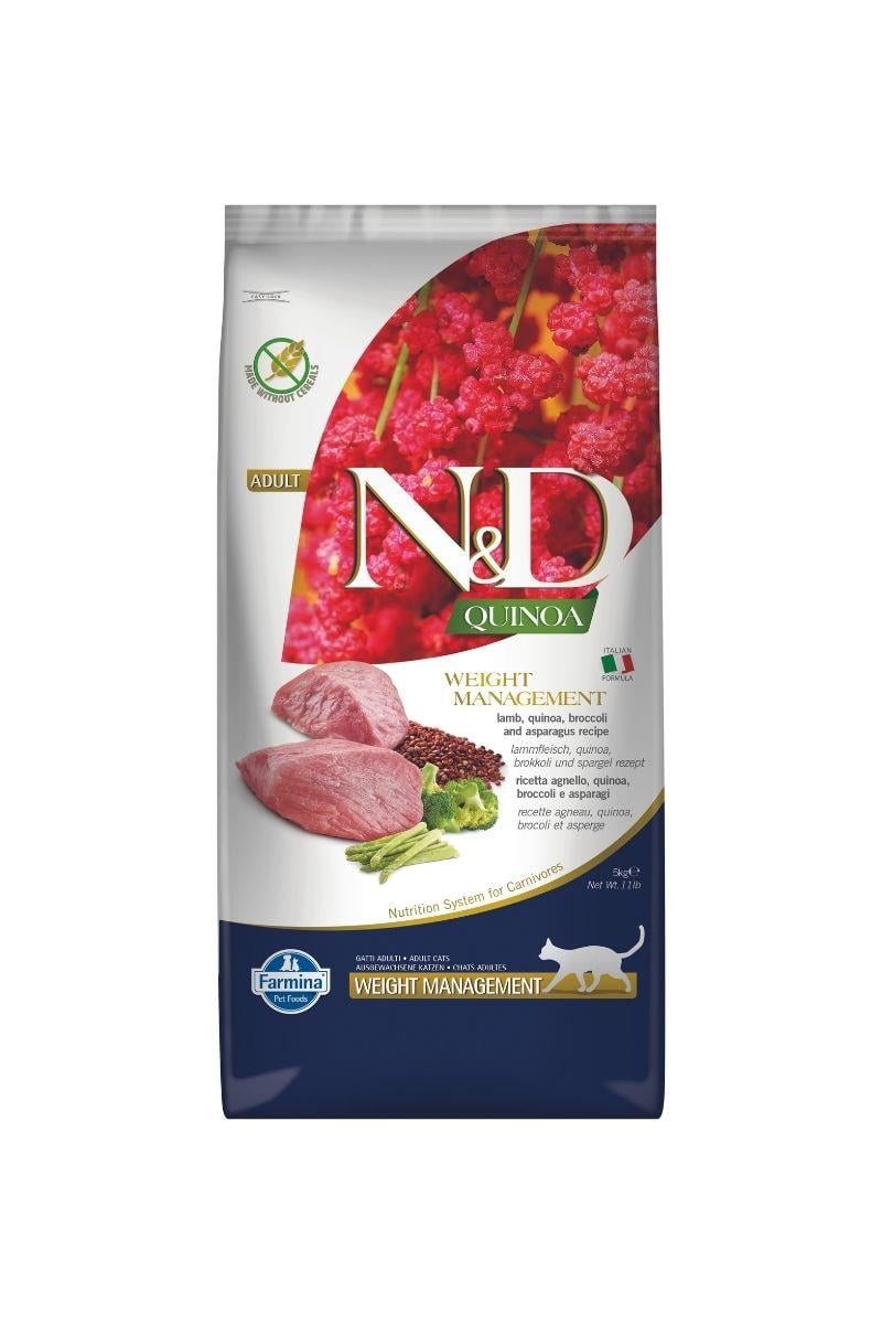 N&D Quinoa Tahılsız Weight Management Kuzulu Yetişkin Kedi Maması 5 Kg 
