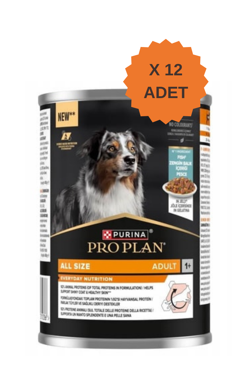 Pro Plan All Size Jelly Balıklı Köpek Yaş Maması 400Gr X 12 Adet