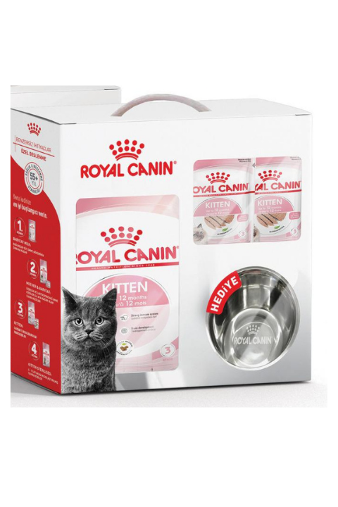 Royal Canin Kitten Yavru Kedi Maması 2 Kg ve 6 Adet Yaş Mama + Mama Kabı Hediyeli