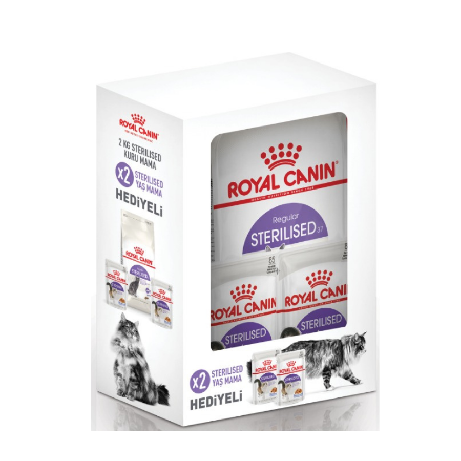 Royal Canin Sterilised Kısırlaştırılmış Yetişkin Kedi Maması 2Kg + 2 Adet Yaş Mama Hediyeli