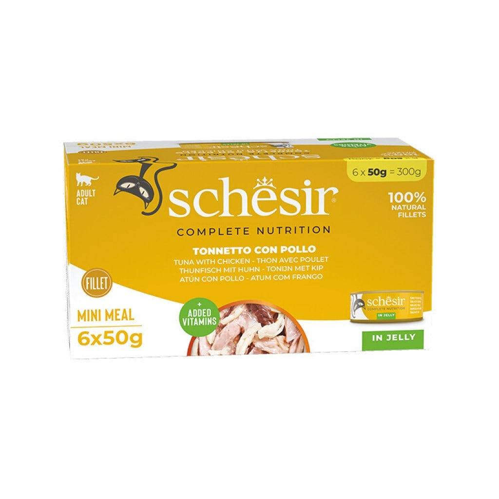 Schesir Jelly Ton Balığı ve Tavuk Jöle İçinde Yetişkin Kedi Konservesi Multipack 50Gr X 6 Adet