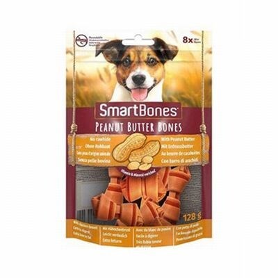 Smart Bones Yer Fıstığı Ezmeli Küçük Irklar İçin Düğümlü Köpek Ödül Kemiği (8li) 128Gr