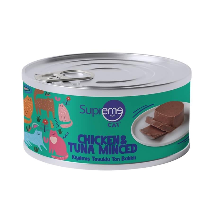 Supreme Cat Kıyılmış Tavuklu ve Ton Balıklı Yetişkin Kedi Konservesi 85Gr