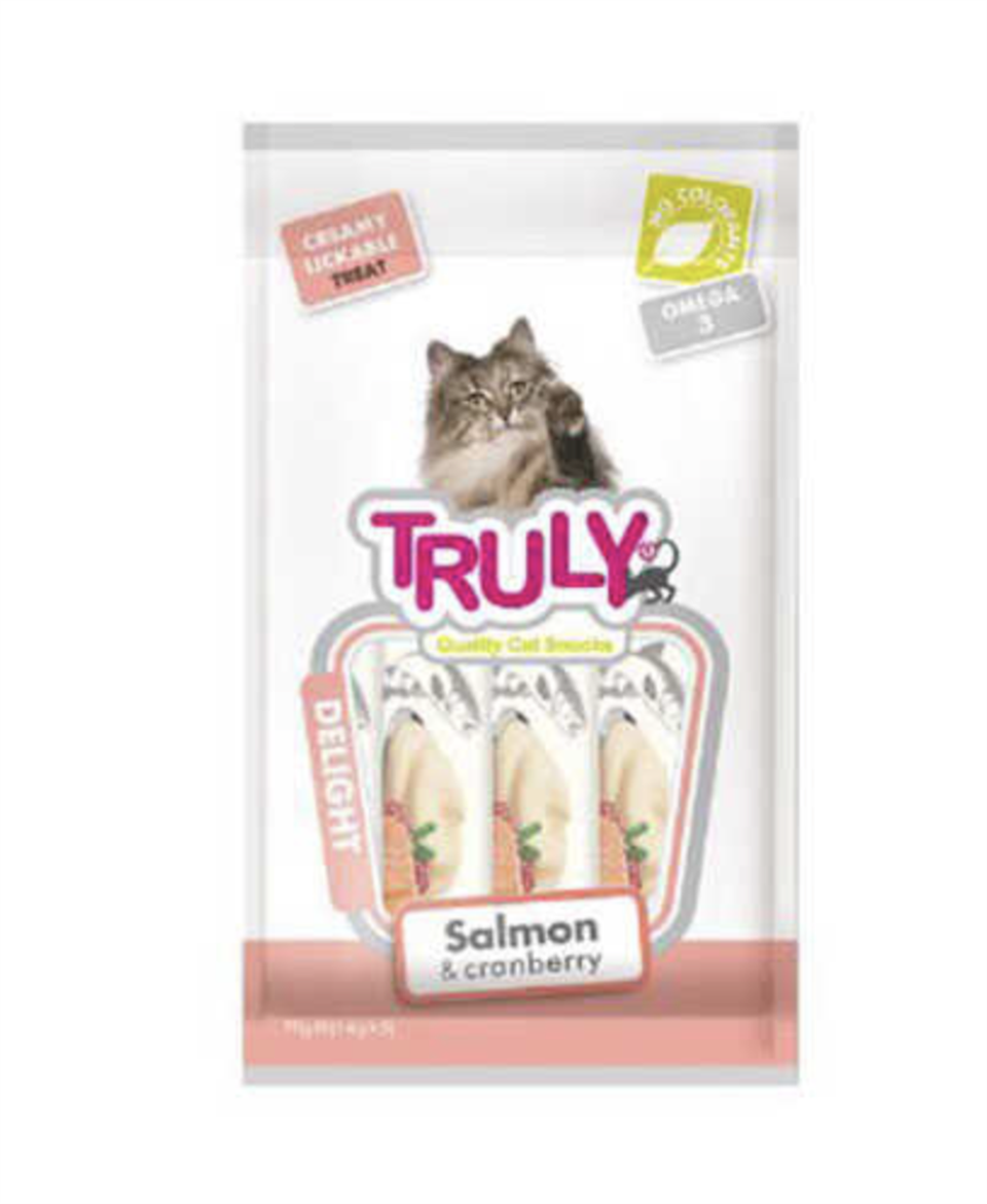 Truly Creamy Lickable Treats Salmon & Cranberry Sıvı Kedi Ödül Maması 5x14 Gr