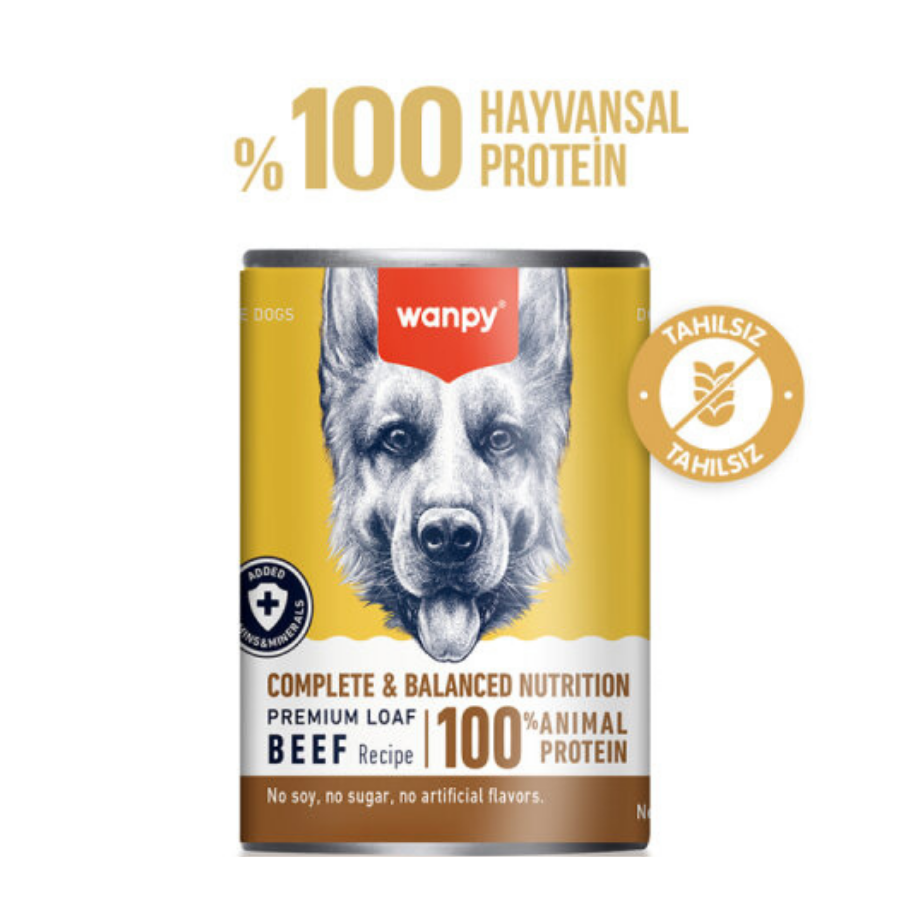 Wanpy Premium Tahılsız Biftekli Köpek Konservesi 375Gr 