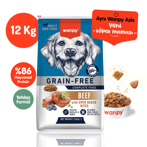 Wanpy Tahılsız Sığır Etli Yetişkin Köpek Maması 12Kg