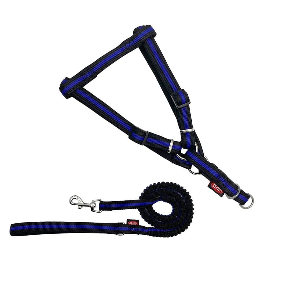 Zichen Elastik Dokuma Köpek Göğüs Tasma Seti Mavi Xlarge