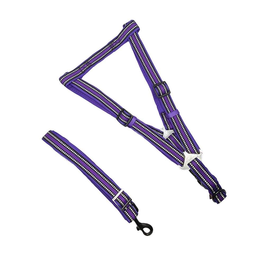 Zichen Reflektörlü Dalgıç Kumaşlı Köpek Göğüs Tasma Seti Neon Mor Xlarge