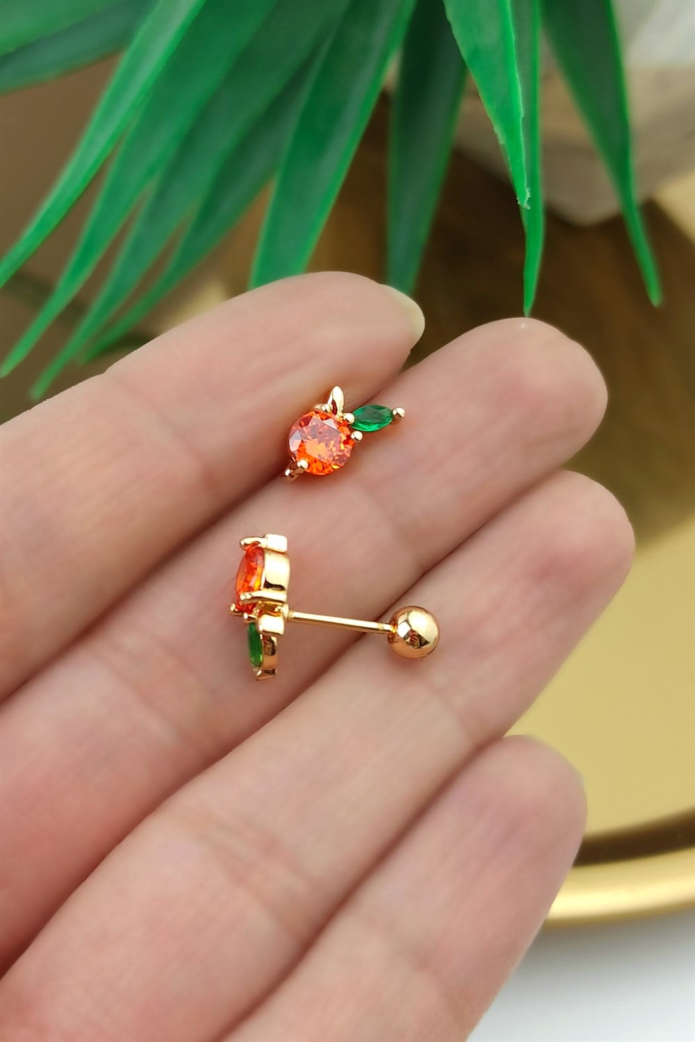 316 Cerrahi Çelik Kırmızı Taş Çilek Piercing TrPiercing0131