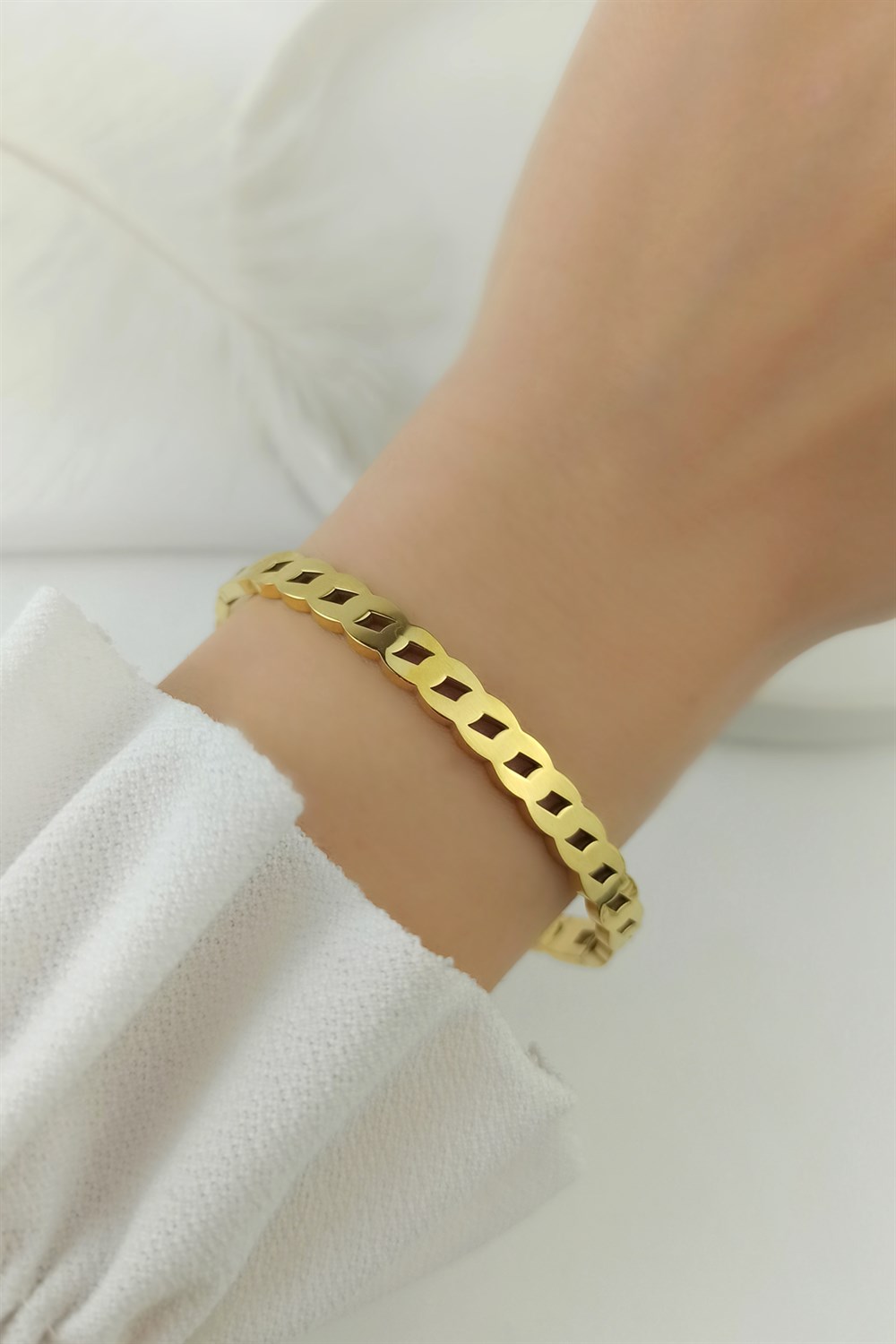 Çelik Klasik Zincir Model Çelik Kelepçe Bileklik TrBilek7882