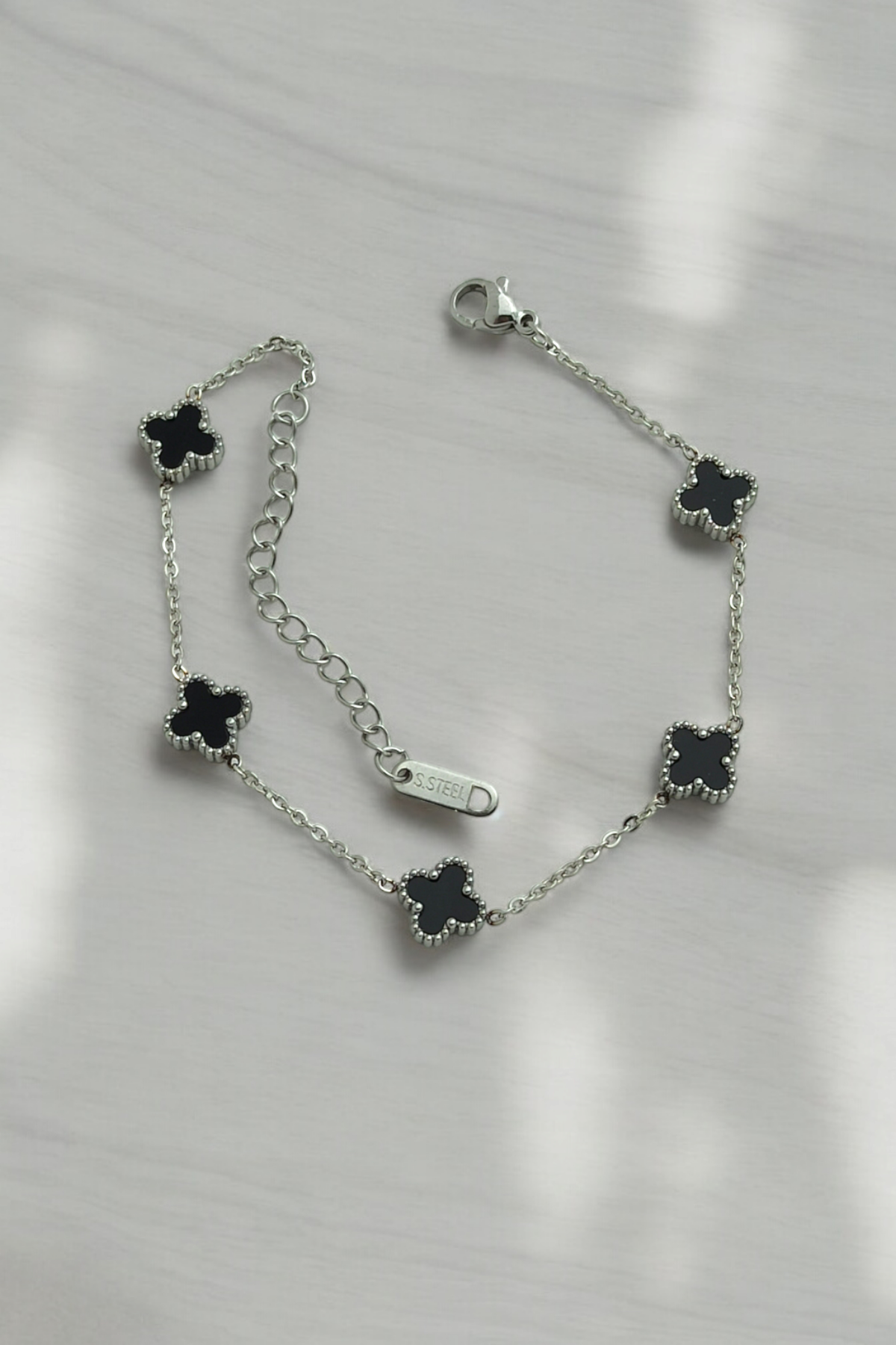 Çelik Minimal Sedefli Yonca Bileklik