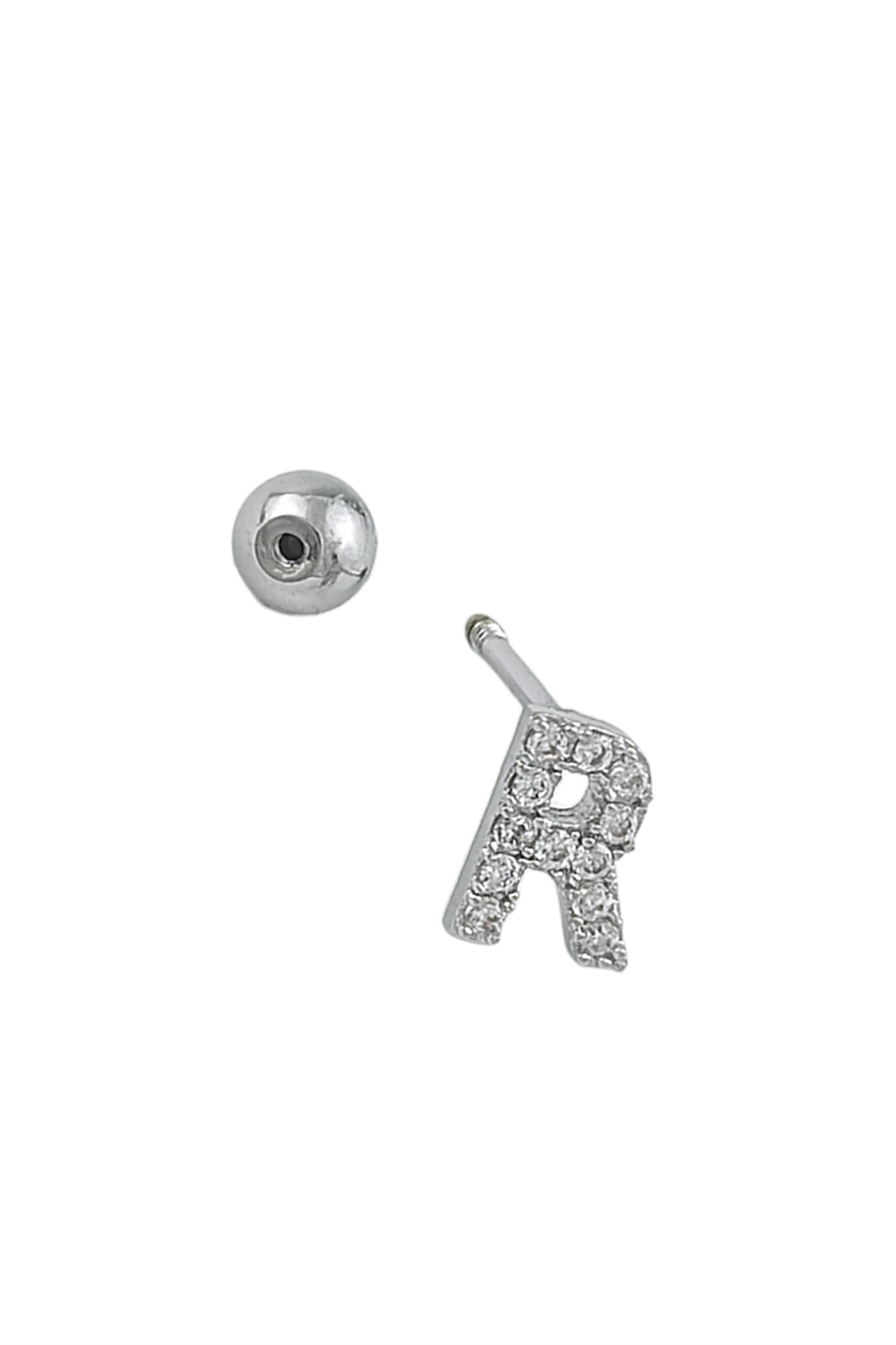 Gümüş Renk Harf Piercing - R HarfPiercing