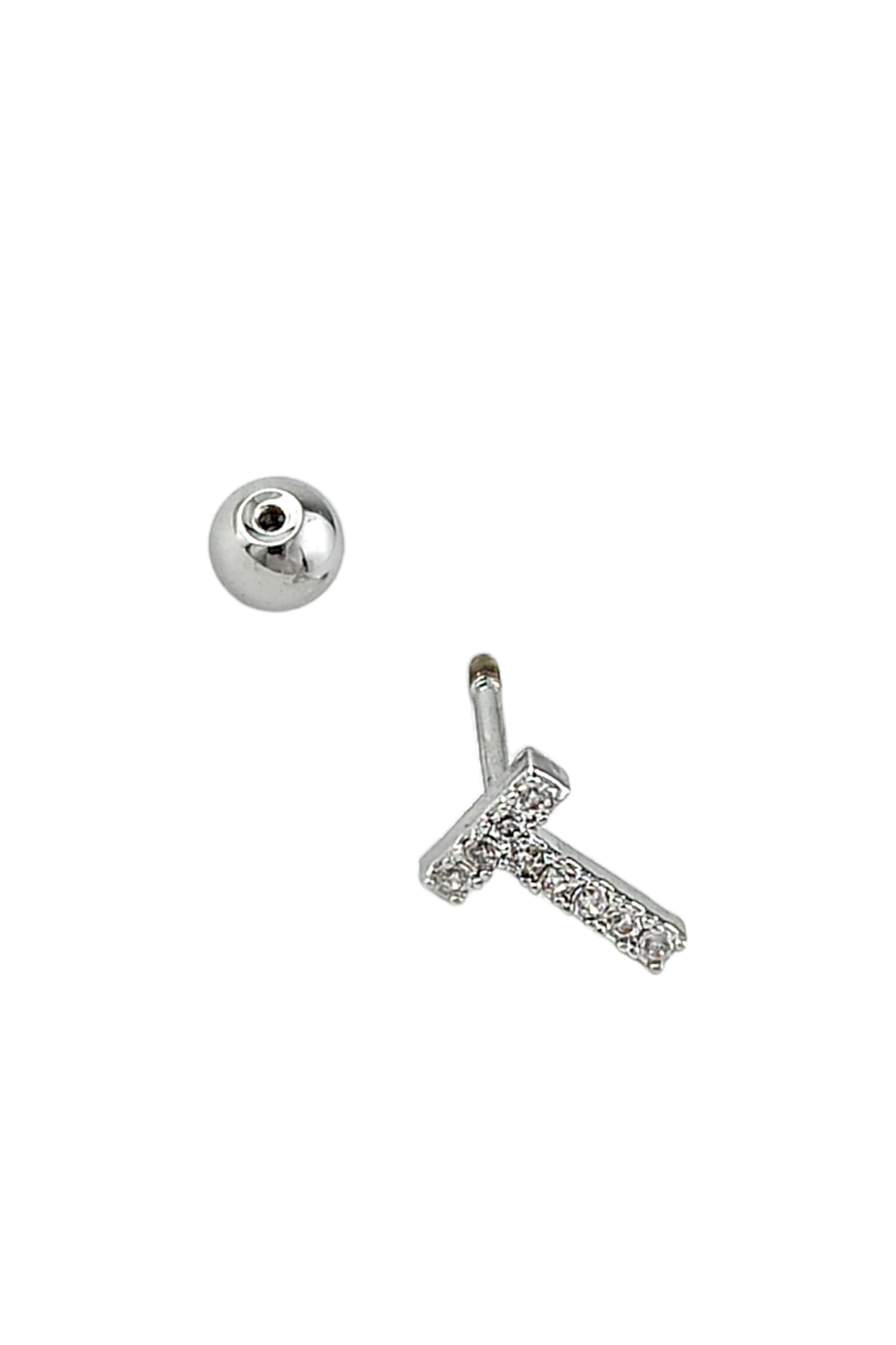 Gümüş Renk Harf Piercing - T HarfPiercing