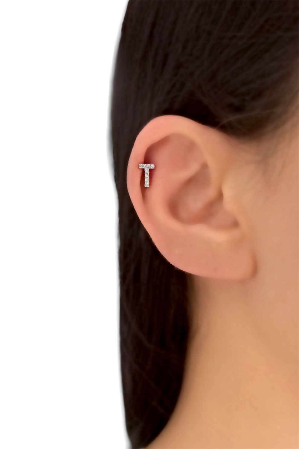 Gümüş Renk Harf Piercing - T HarfPiercing