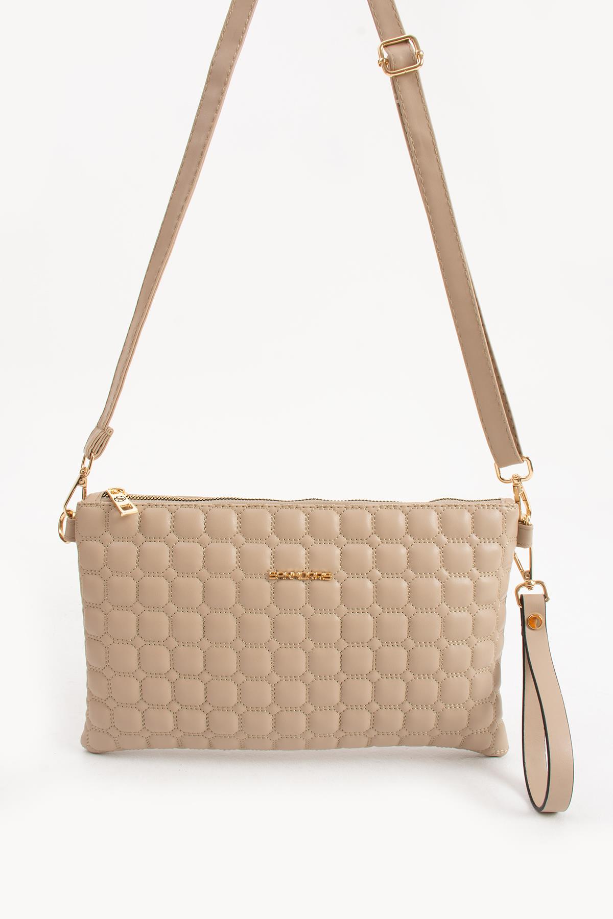 Kabartma Deri Clutch Model El&Omuz Çapraz Çanta 1424