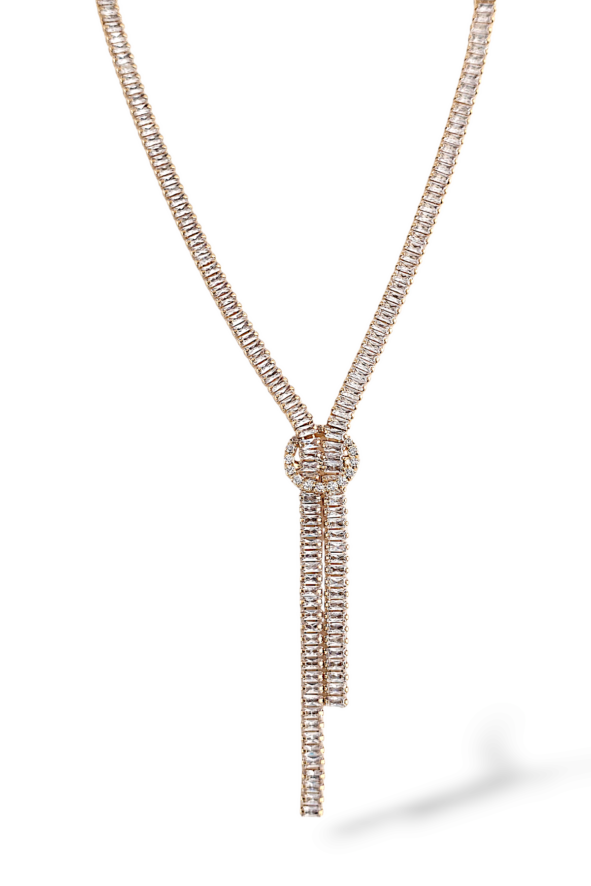 Premium Baget Taş Düğüm Abiye Kolye-Küpe Set
