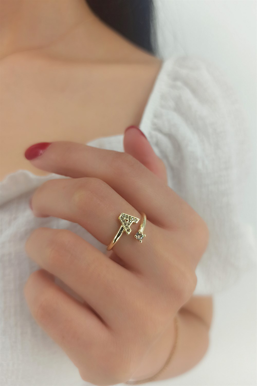 Taşlı A Harf Yüzük TaşlıHarfYüzükA