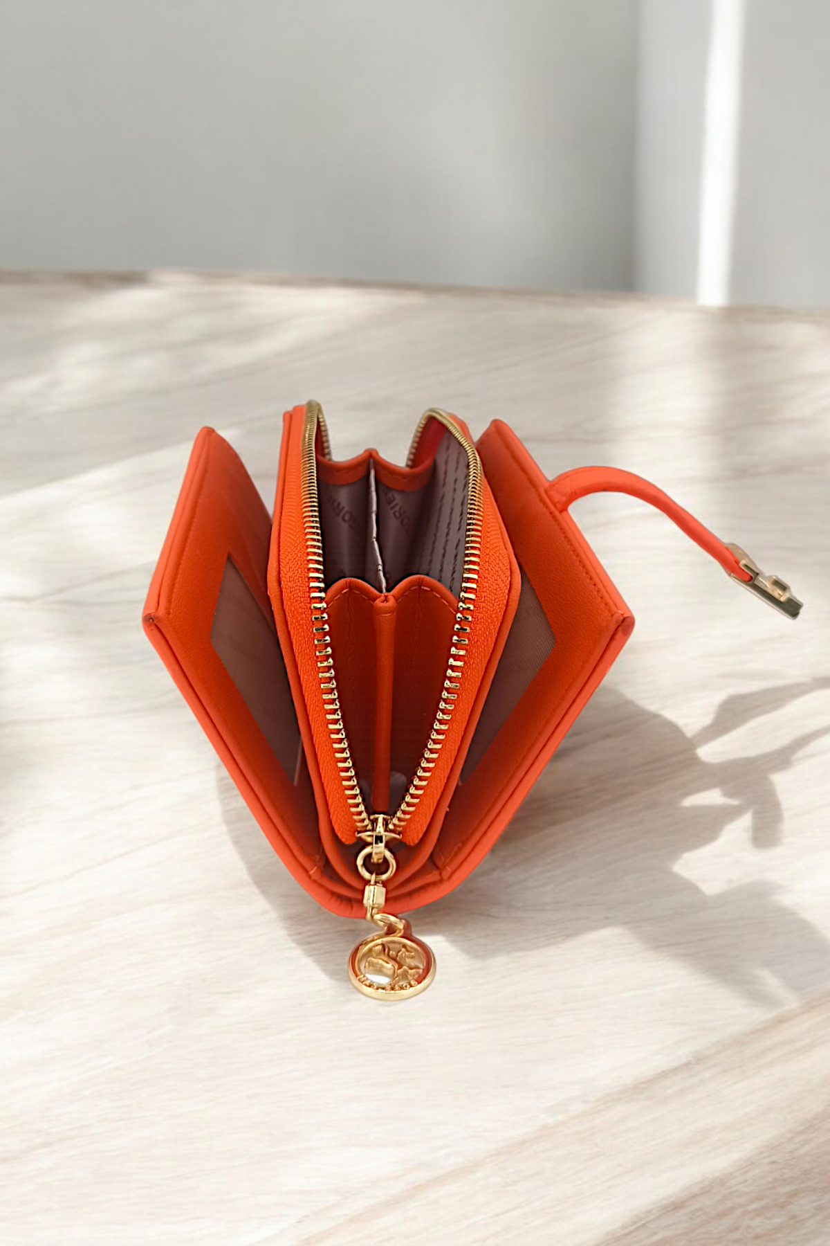 Turuncu Cüzdan Model Deri Önden Kilit Bayan Cüzdan (15x8cm)