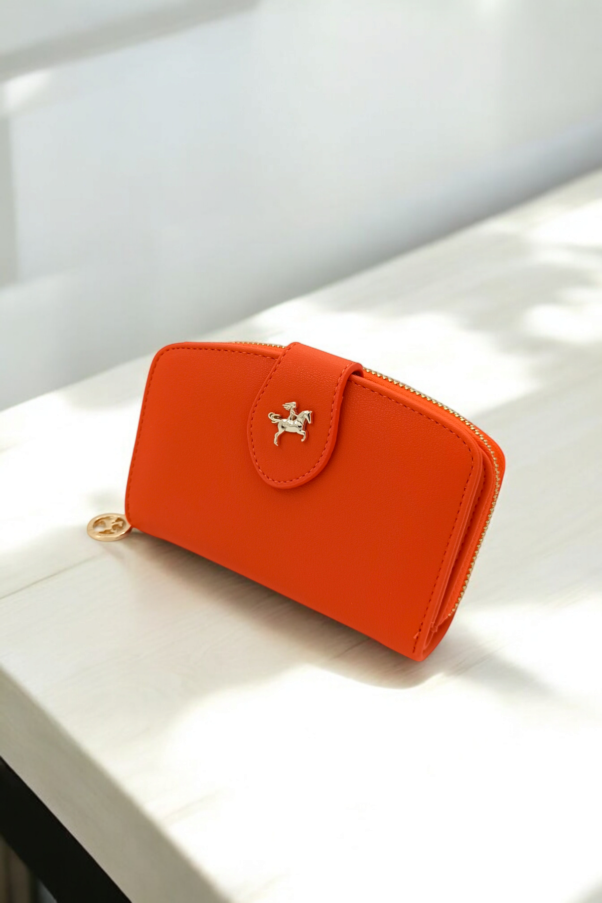 Turuncu Cüzdan Model Kapaklı Bayan Cüzdan Model (15x9 cm)