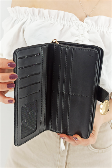 20+2 Kredi Kart Bölmeli Fermuarlı Bayan Cüzdan Siyah TRCÜZDAN1997