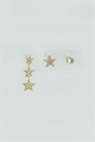 3 lü Sıralı Yıldız Küpe Kombin trKüpe34896