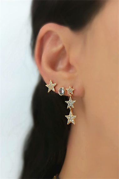 3 lü Sıralı Yıldız Küpe Kombin trKüpe34896