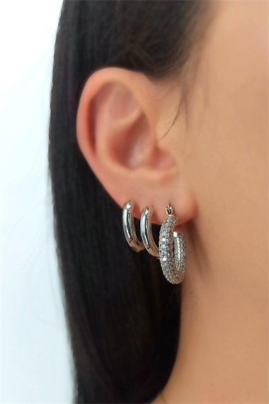 3 lü Taşlı Halka Küpe Kombin TrKüpe34931