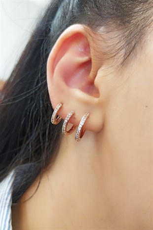 3 lü Zirkon Taşlı Küpe B300