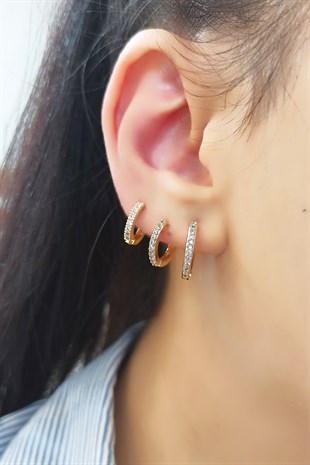 3 lü Zirkon Taşlı Küpe B300