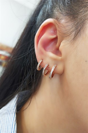 3 lü Zirkon Taşlı Küpe B300