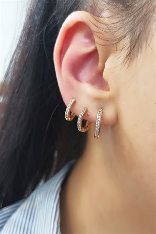 3 lü Zirkon Taşlı Küpe B300