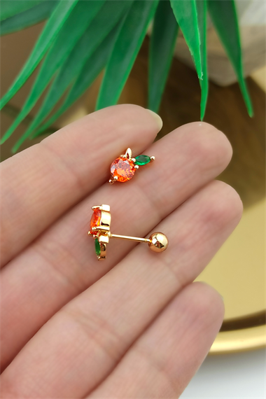 316 Cerrahi Çelik Kırmızı Taş Çilek Piercing TrPiercing0131