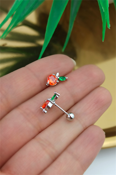 316 Cerrahi Çelik Kırmızı Taş Çilek Piercing TrPiercing0131