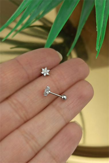 316 Cerrahi Çelik Taşlı Çiçek Piercing TrPiercing0126