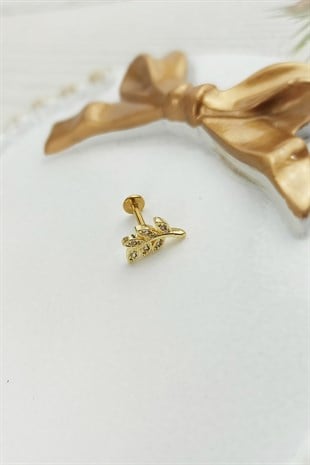 316 L Cerrahi Çelik Taşlı Yaprak Figür Piercing TrPiercing054 P32003