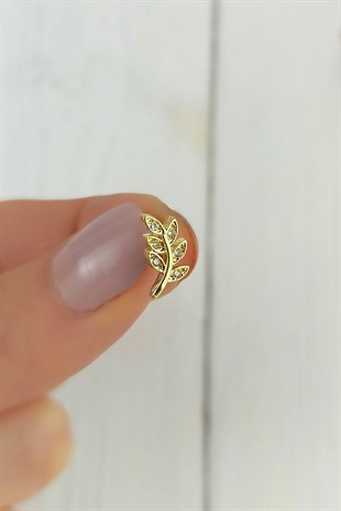 316 L Cerrahi Çelik Taşlı Yaprak Figür Piercing TrPiercing054 P32003