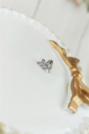 316 L Cerrahi Çelik Taşlı Yaprak Figür Piercing TrPiercing054 P32003