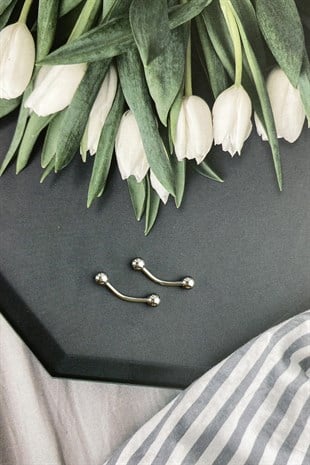 316l Cerrahi Çelik 2 li İki Ucu Toplu Elips Piercing P050*2