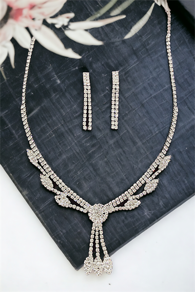 Abiye Kolye Küpe Set Su Yolu Kolye