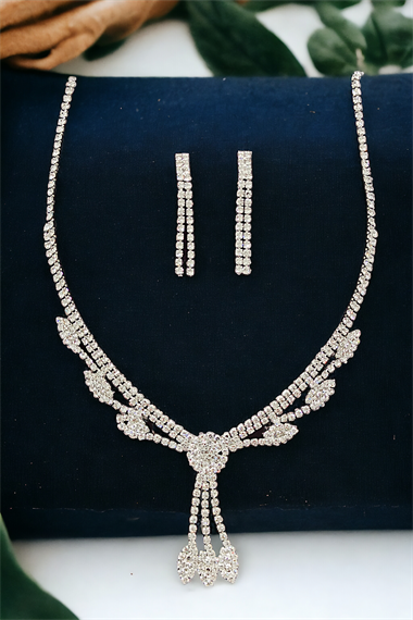 Abiye Kolye Küpe Set Su Yolu Kolye