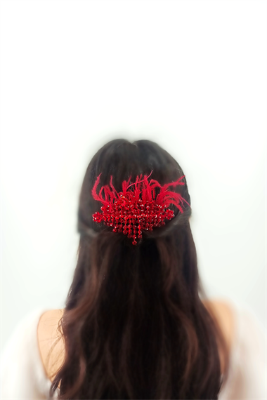 Abiye Saç Aksesuarı Kristal Boncuk Tarak Toka TrToka9782