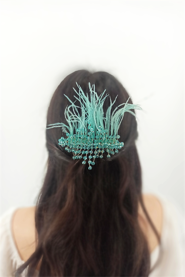 Abiye Saç Aksesuarı Kristal Boncuk Tarak Toka TrToka9782