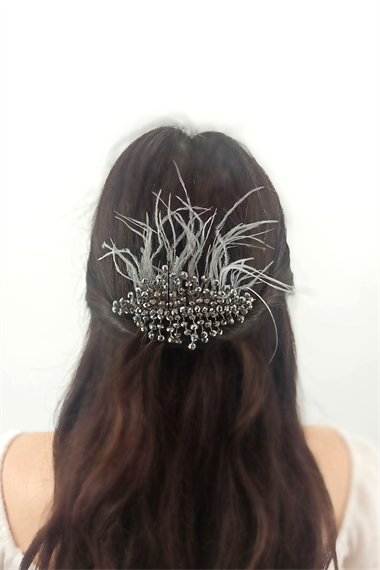 Abiye Saç Aksesuarı Kristal Boncuk Tarak Toka TrToka9782