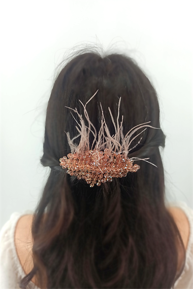 Abiye Saç Aksesuarı Kristal Boncuk Tarak Toka TrToka9782