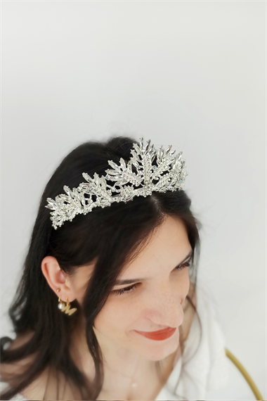 Abiye Taç Çiçekli Yaprak Model TrTaç2151