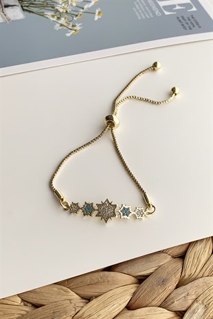 Asansörlü Bileklik Taşlı Sıralı Yıldız Model TrBilek7810 B35003