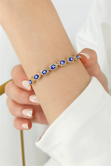 Asansörlü Oval Nazar Boncuk Bileklik TrBileklik70389